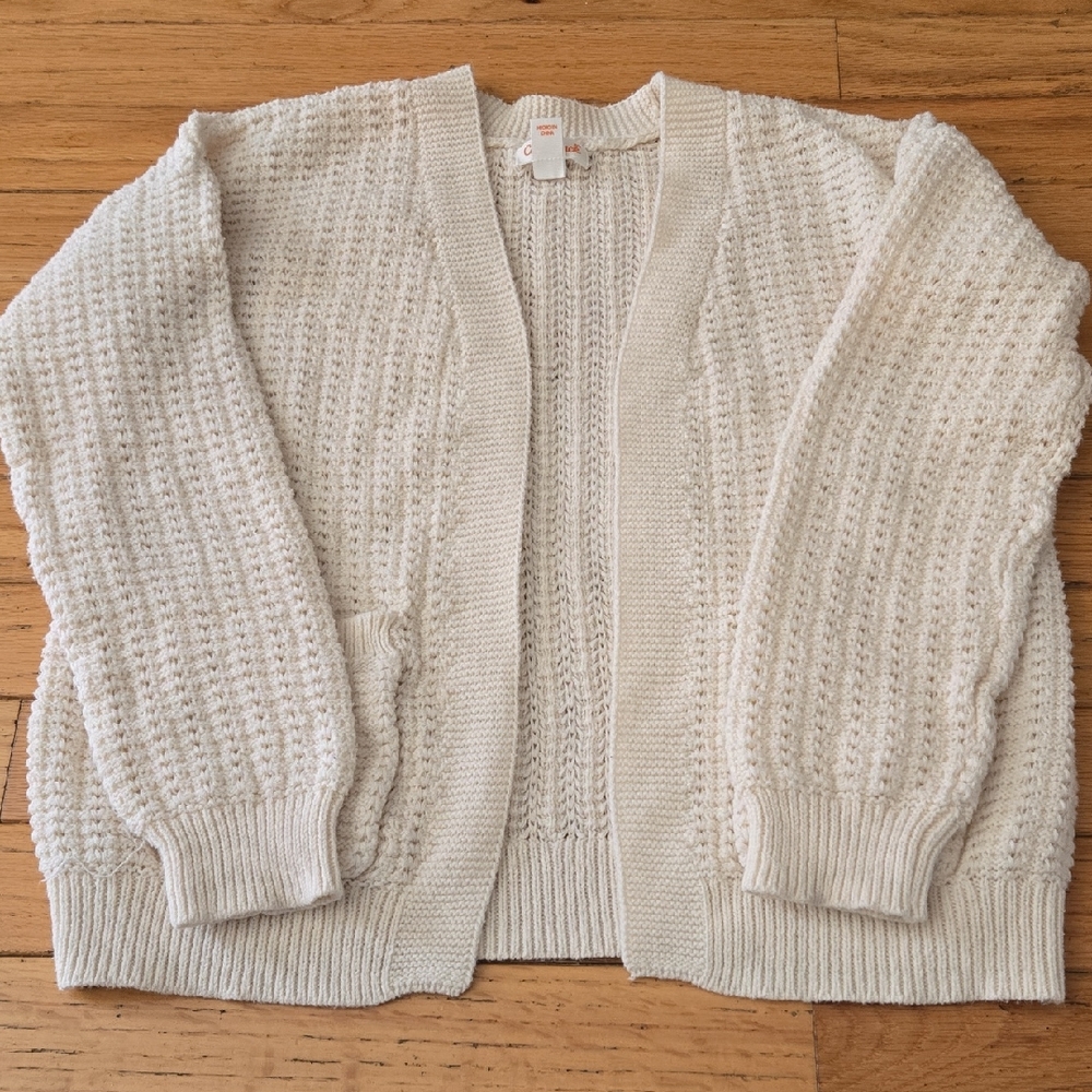 Cat & Jack Cream Knit Open-Front Cardigan Sweater